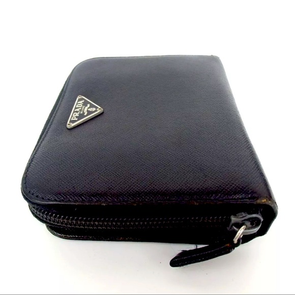 AUTH PRADA Leather Black Zip Wallet - Picture 3 of 7